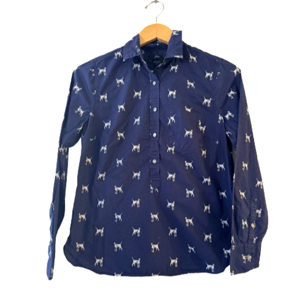 J.Crew Women's Dalmatian Print Classic Popover‎ Top Blouse